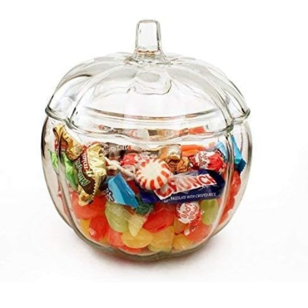 Anchor Glass Pumpkin Candy Jar Clear Glass Holiday Party